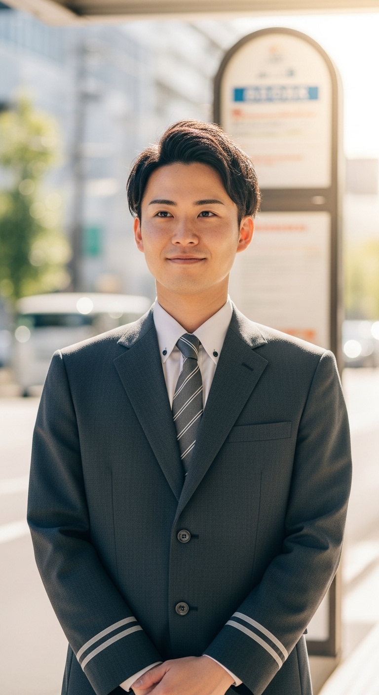 お客さんを待っている若いドライバー